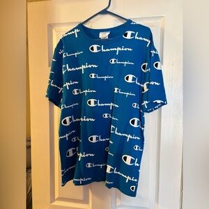 Blue Champion Logo All Over T-shirt size Large
